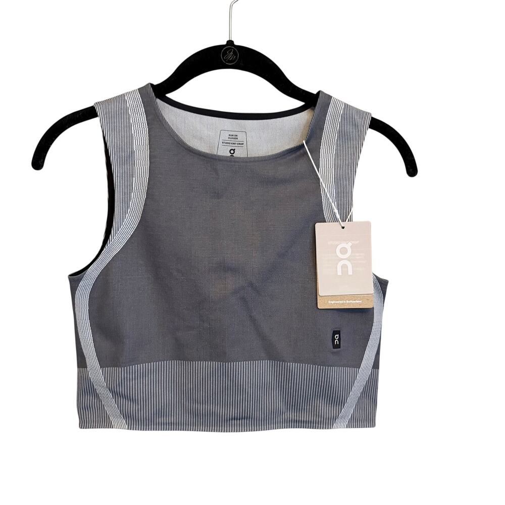 OnCloud Studio Knit Crop Top M Gray Athletic Sports Traning Gym Fitness Yoga NWT